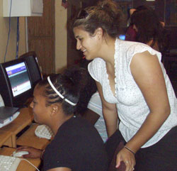 Elsa Urquilla, a 4th-year UCSD student, is mentoring Jahne Webster as part of a program to help narrow the 