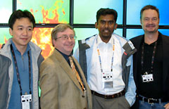 SDSC Storage Challenge team members (L to R) Jiahua He, Michael Norman, Arun Jagatheesan, and Allan Snavely. SDSC, along with LBNL and UC San Diego researchers, won the Storage Challenge competition, announced this week at SC09 in Portland, Oregon.