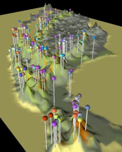 VRML model of bird population distribution